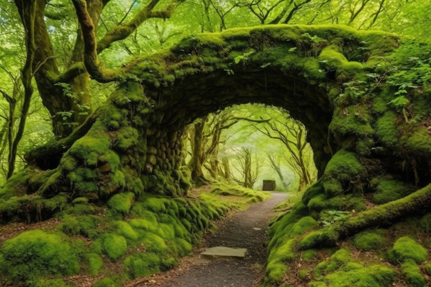 Encantador túnel oculto del bosque en la entrada de un roble