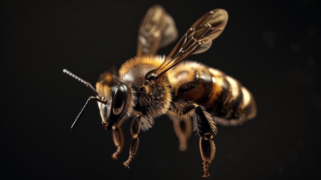 Una encantadora abeja voladora aislada generada por la IA