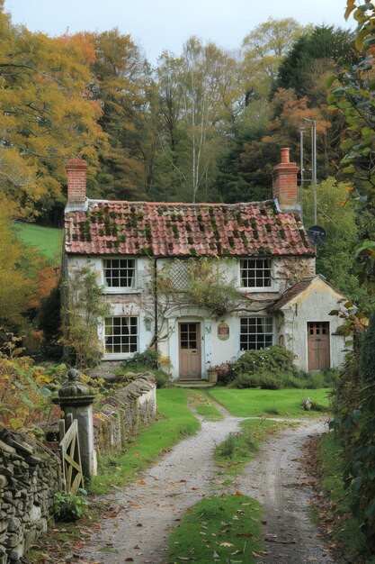 Foto una encantadora cabaña inglesa en el campo.