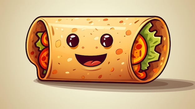 Foto encantadora caricatura de un burrito con ojitos y una sonrisa.