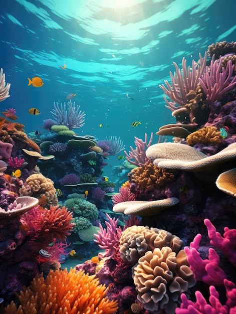Foto encantadora cena de recife de coral subaquático