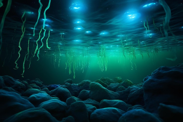 Foto una encantadora cueva submarina con fascinantes formaciones rocosas y aguas cristalinas