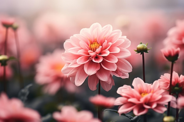 La encantadora flor de pétalos rosados en un enfoque selectivo