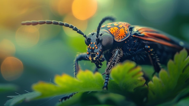 Foto encantadora fotografía macro de luciérnaga con detalles de alta calidad