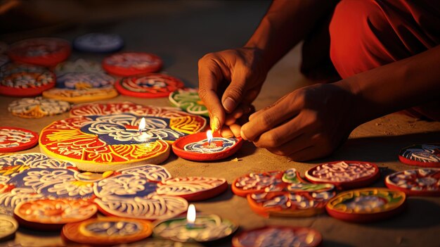 Encantadora iluminação festiva de Diwali da celebração de Diwali