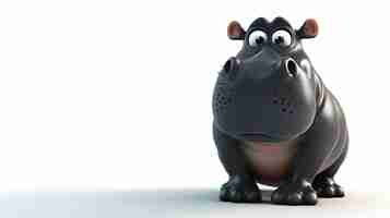 Foto una encantadora ilustración en 3d de un lindo hipopótamo perfecta para agregar un toque de alegría a cualquier proyecto su adorable expresión y fondo blanco lo hacen versátil para varios esfuerzos creativos