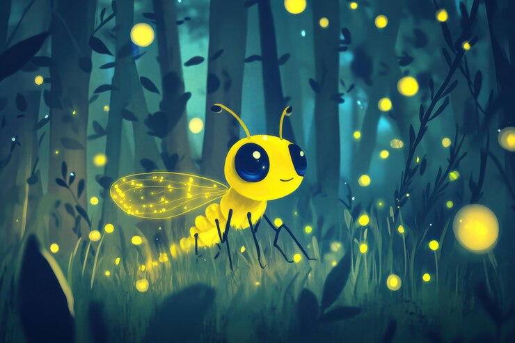 Encantadora ilustración en 3D de un lindo personaje de abeja con alas brillantes ideal para obras de arte infantiles y diseños inspirados en la naturaleza