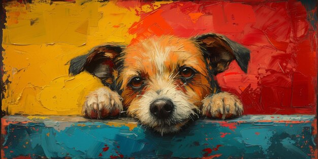 Foto una encantadora ilustración en acuarela captura a un lindo perro en un estilo brillante y colorido