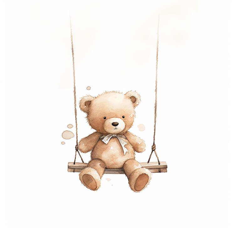 La encantadora mezcla de pequeño oso de peluche en el swing