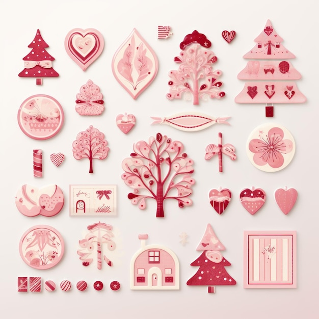 Foto encantadora navidad rosa encanto en diseños festivos stickers y un tablero de diseño elegante