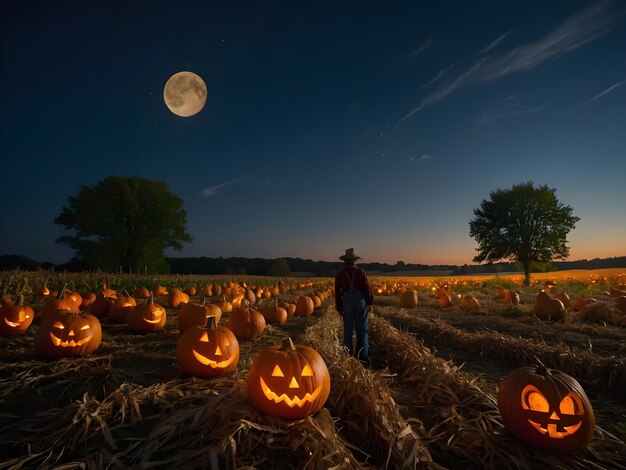Foto la encantadora noche de fondo de halloween