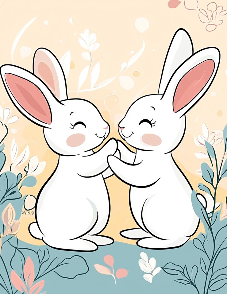 Foto la encantadora pareja de conejitos