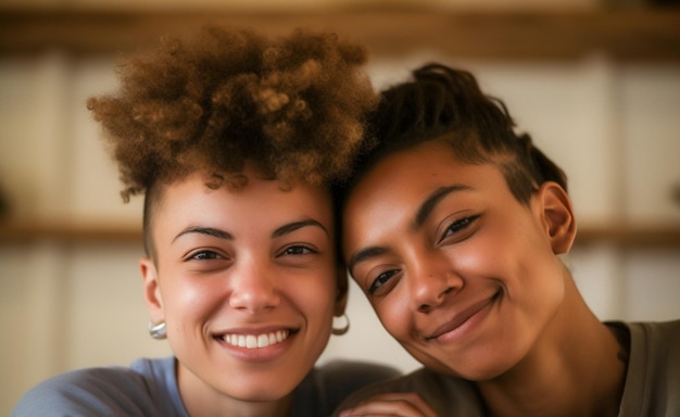 Encantadora pareja de lesbianas pasando un buen rato practicando la meditación y el bienestar en casa