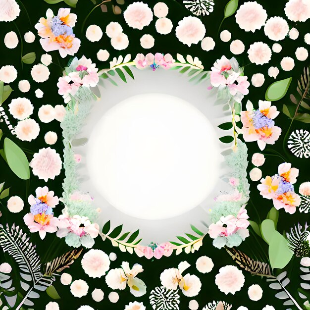 encantadora primavera_flores_e_folhas_em_branco_fondo_com_negativo_espaço_3d_creativo