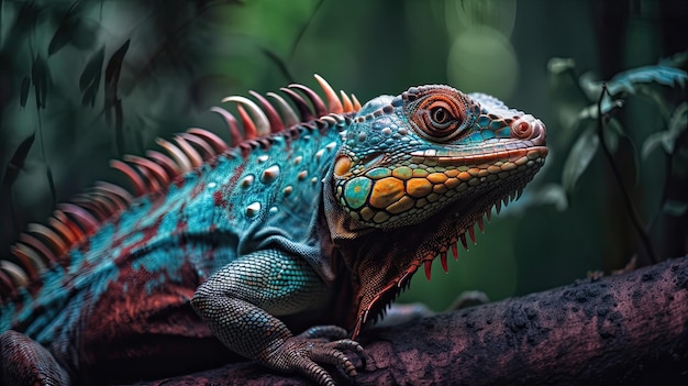 Encantadora vida silvestre en una selva natural vibrante Reptilios Animales Fantasía Papel de pared IA generativa