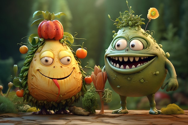 Encantadoras criaturas vegetales en 3D