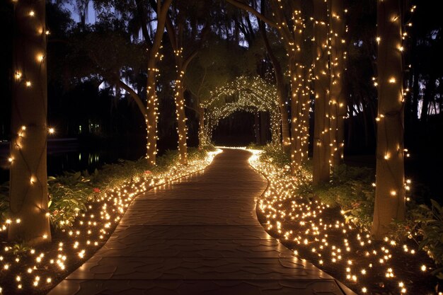 Encantadoras exhibiciones de luces de hadas en el jardín