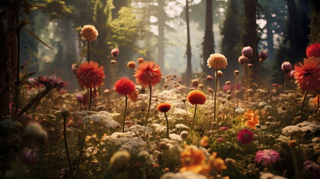 Las encantadoras flores del bosque Un cautivador espectáculo de la belleza de la naturaleza