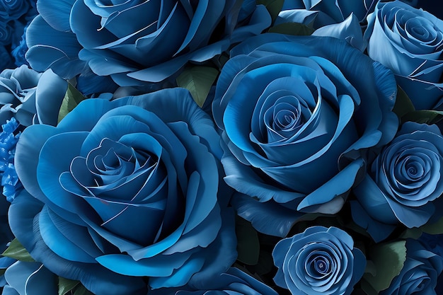 Encantadoras rosas azules, ramos florales vectoriales, papeles de pared de alta calidad y una impresionante foto de la vista superior.