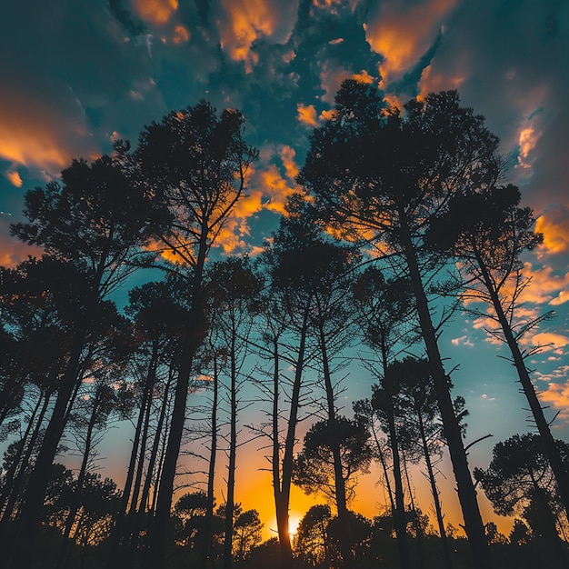 Encantadoras siluetas de árboles en el crepúsculo