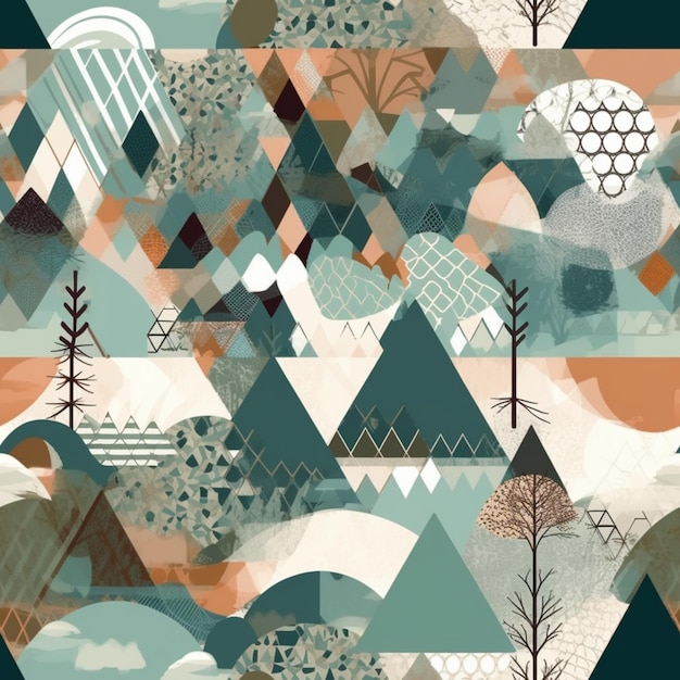 Encantadores bosques Patrones geométricos e ilustraciones abstractas