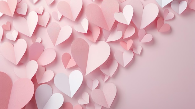 Los encantadores corazones cortados en papel crean un telón de fondo lleno de amor para el Día de San Valentín
