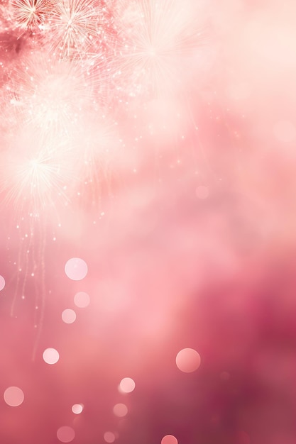 Encantadores fuegos artificiales rosados y bokeh brillante en un suave gradiente rosado perfecto para celebraciones y diseños festivos Copiar espacio Feliz Navidad Feliz Año Nuevo telón de fondo vertical festivo IA generativa