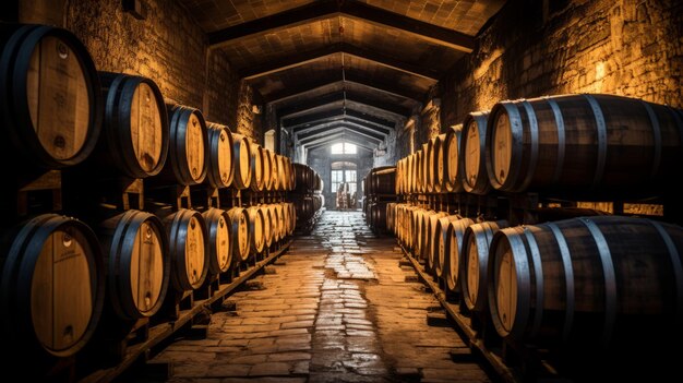 El encanto de la bodega Una impresionante pila de botellas de vino