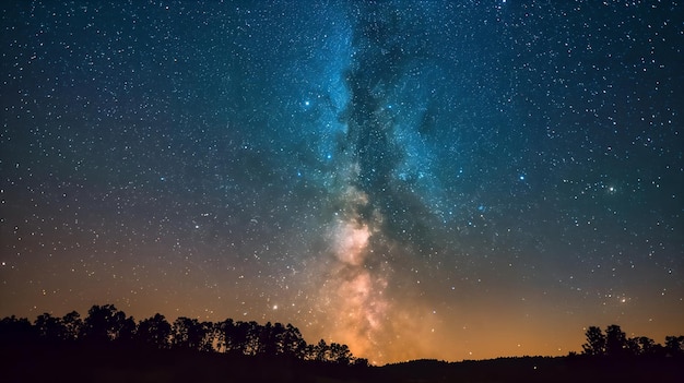 Foto encanto celeste lienzo estrellado cometa luminoso vías lácteas abrazar