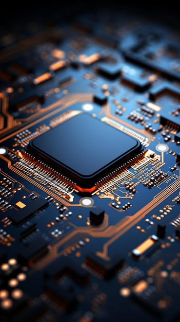 Foto el encanto de los chips la placa de circuito abstracta forma un telón de fondo inspirado en la tecnología con las complejidades del procesador