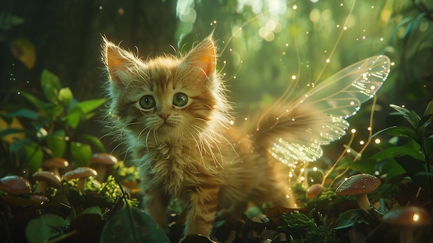 El encanto felino lúdico la aventura del gatito adorable