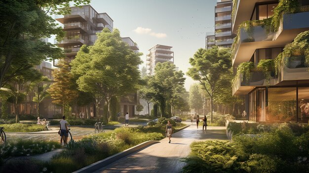 El encanto metropolitano La elegancia de un barrio urbano con calles arboladas y arquitectura