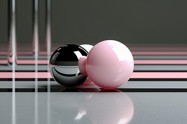 Encanto minimalista Cubo de vidro preto e rosa em um fundo de forma geométrica Ai gerado