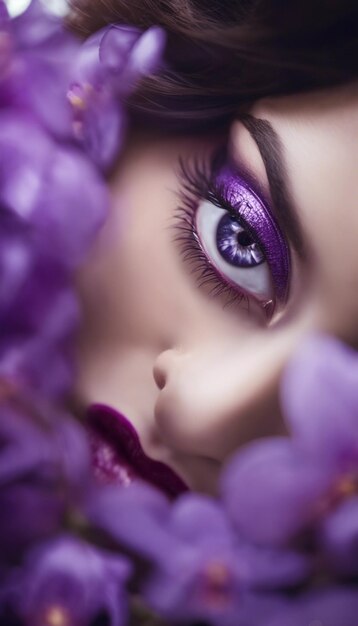Foto encanto púrpura profundizando en el misterio de los ojos violetas