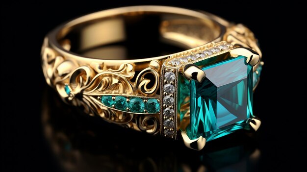El encanto real esmeralda con anillo de oro