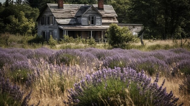 Encanto rústico de una lavanda IA generada