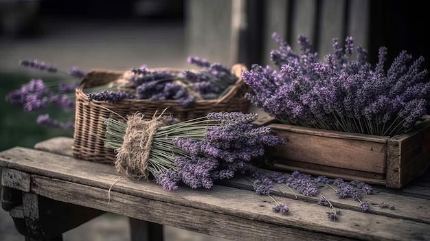 Encanto rústico de una lavanda IA generada