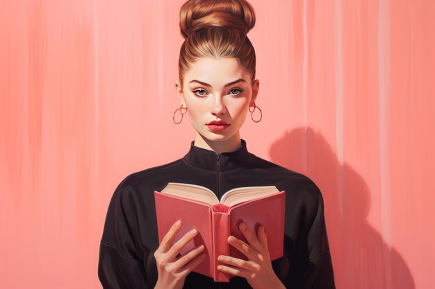 Foto el encanto de la simplicidad un cautivador retrato de una niña perdida en su libro favorito