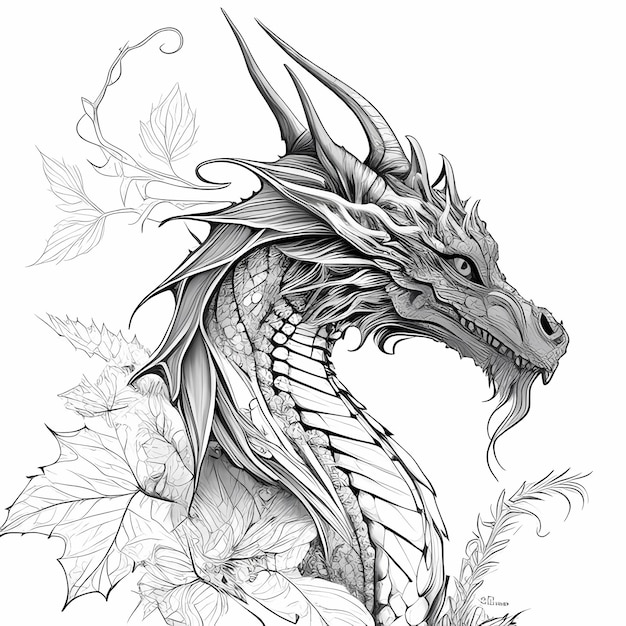 Enchanted Dragon Realms Página de livro para colorir de uma criatura mística