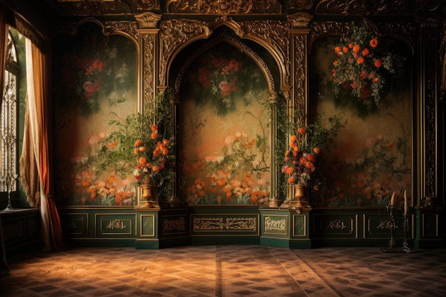 Enchanting Elegance Ein fesselndes, von einer Prinzessin inspiriertes, handgemaltes Zimmer