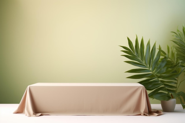 Enchanting Fabric Table Top y Tree Leaf Mockup Transforman su publicidad comercial con AIGene