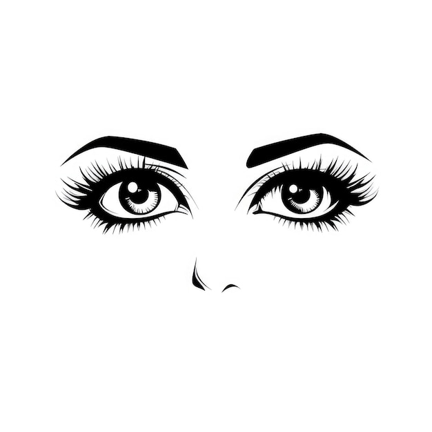 Enchanting Gaze Captivating Line Art Vector Logo em Design Plano e Alto Contraste Preto e Branco