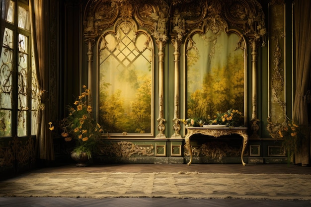 Enchanting Princess Renaissance Room Uma cativante mistura de ouro de limão e verde em um pintado à mão