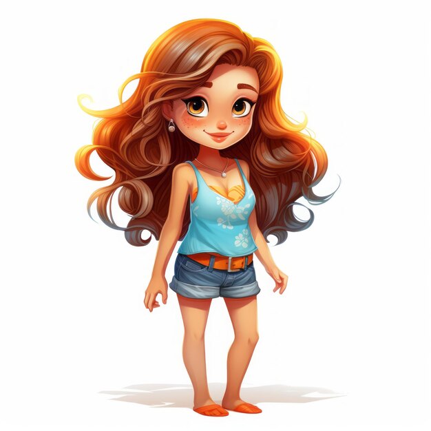 Foto enchanting summer adventures whimsical chibi disney girl em estilo de livro de contos vibrante