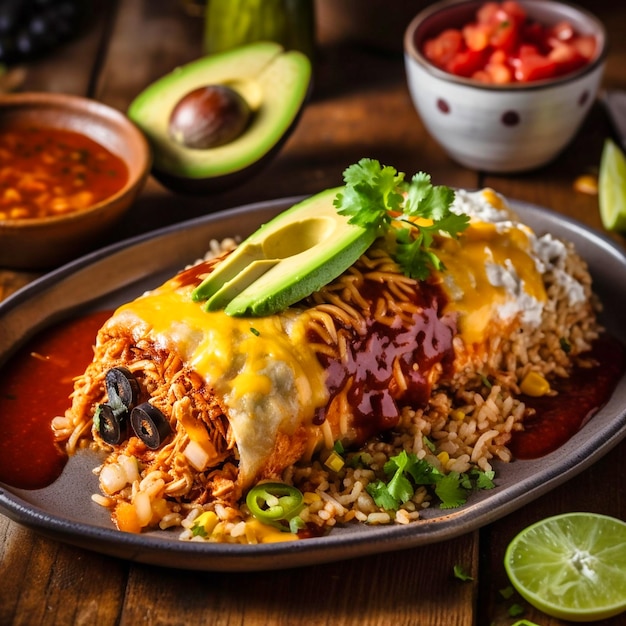 Enchilada mexicana plana