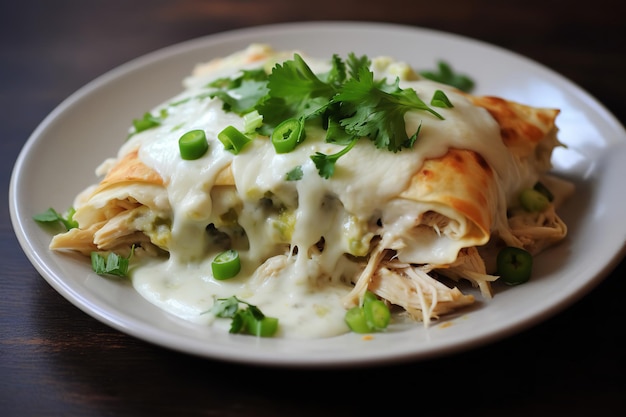 Enchilada De Pollo Blanco Cazuela De Cocción Lenta Comida Mexicana