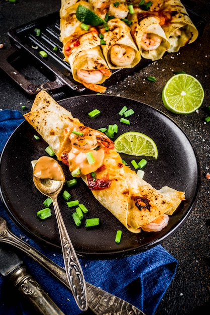 Enchiladas de camarones asados