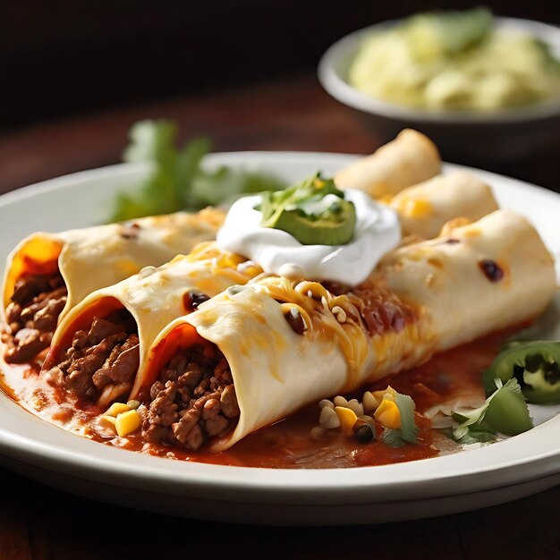 Foto enchiladas de carne de res digitales obra de arte generada por la ia