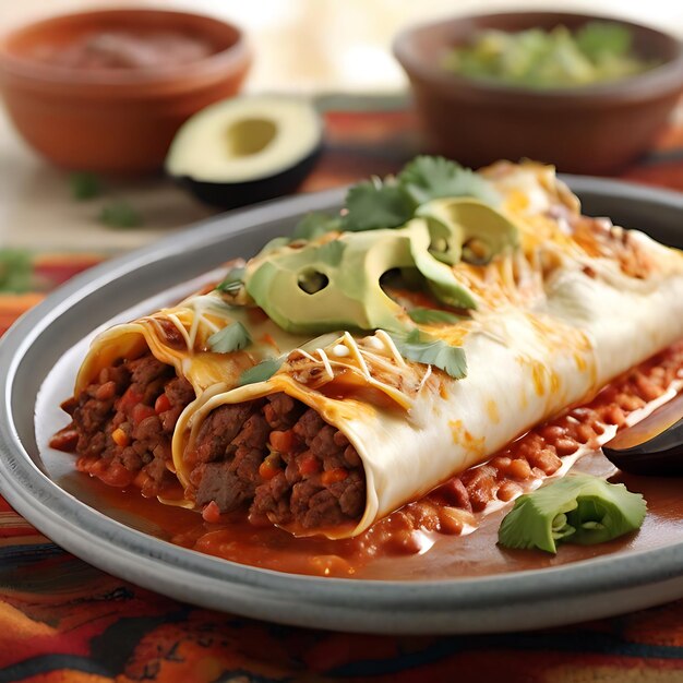 Enchiladas de carne de res digitales obra de arte generada por la IA