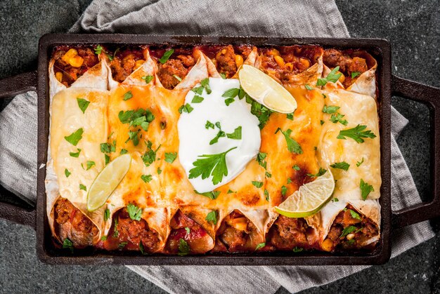 Enchiladas de carne picante